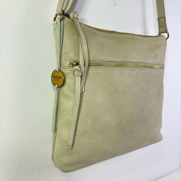 Margot Sage Light Green Leather Crossbody Shoulder Bag Minimalist Bag Purse - Picture 3 of 17